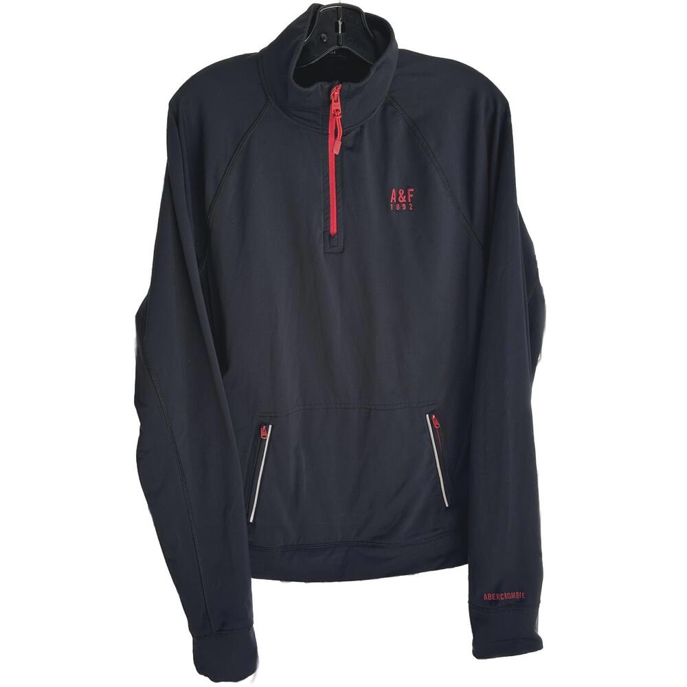 Abercrombie & Fitch Muscle Men's Black Quarter-Zip Sport Sweatshirt - XXL